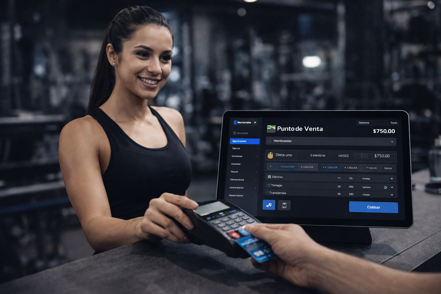Cliente realizando un pago en punto de venta